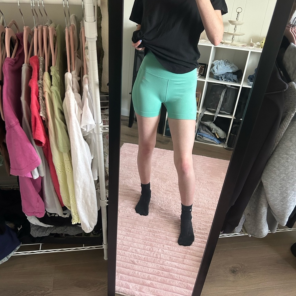 Forever 21 Green Bike Shorts High-Waisted Stretchy